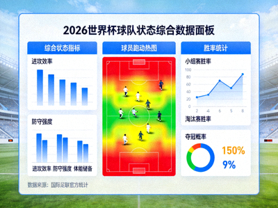 2026世界杯球队状态综合数据面板，球员跑动热图与胜率